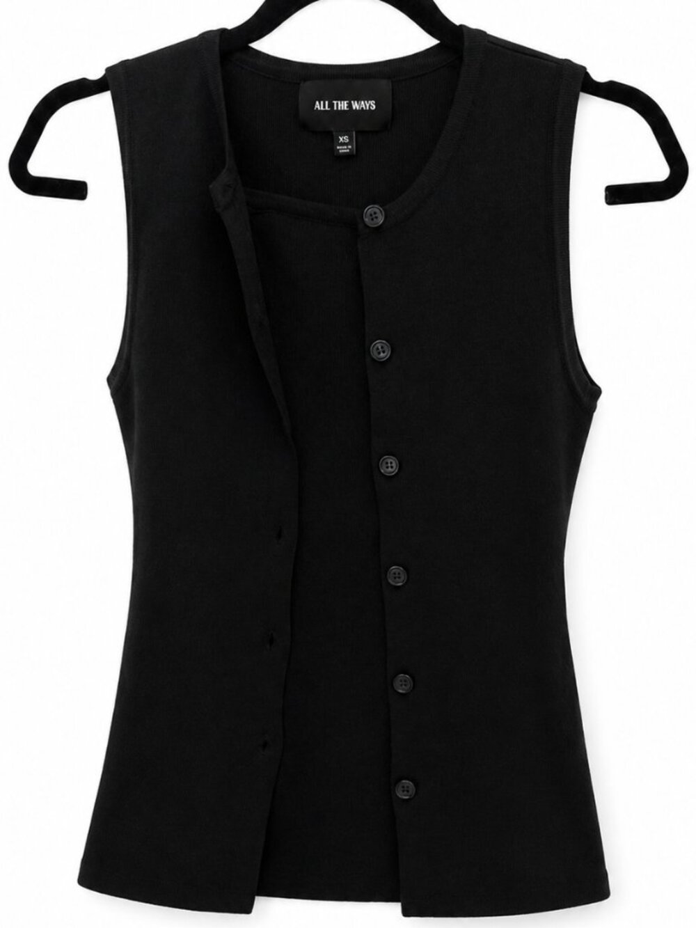 All The Ways Evie Button Up Sleeveless Top Black XS